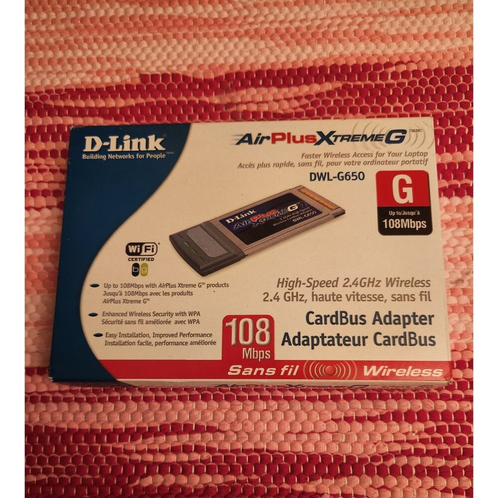 D-Link Wireless 108G AirPlusXtremeG Notebook Adapter New